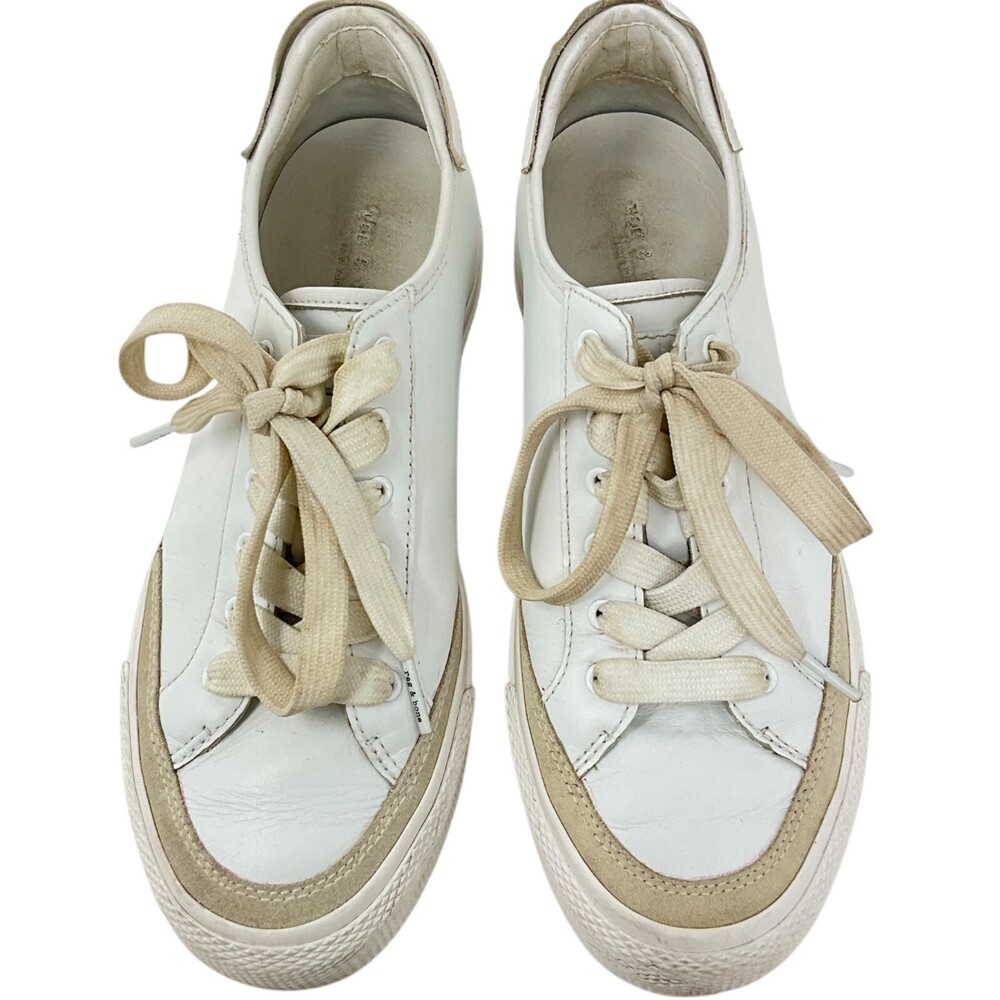 rag & bone Army Low Sneakers White EUR Size 38 US 8 Casual Lace Up Leather - Picture 4 of 12